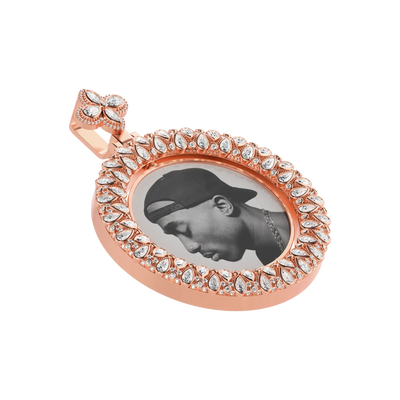 Custom Round Encrusted Photo Pendant