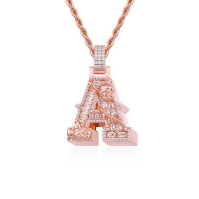 Custom Rose Font Pendant - Single Letter