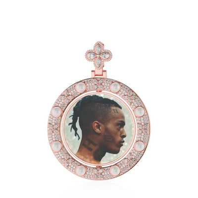 Custom Clover Pearl Reversible Photo Pendant