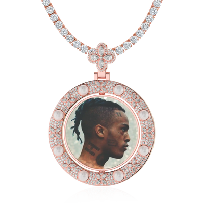 Custom Clover Pearl Reversible Photo Pendant