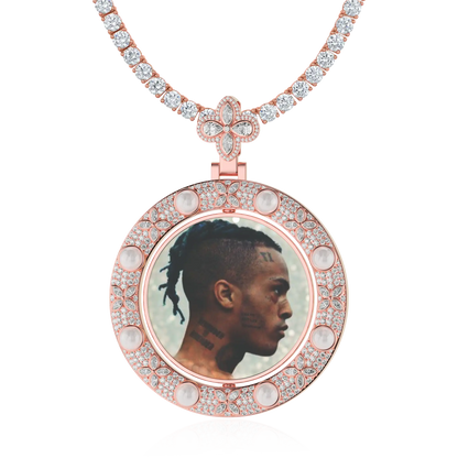 Custom Clover Pearl Reversible Photo Frame Pendant
