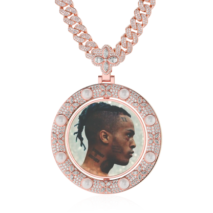 Custom Clover Pearl Reversible Photo Frame Pendant