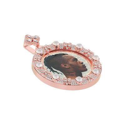 Custom Clover Pearl Reversible Photo Pendant