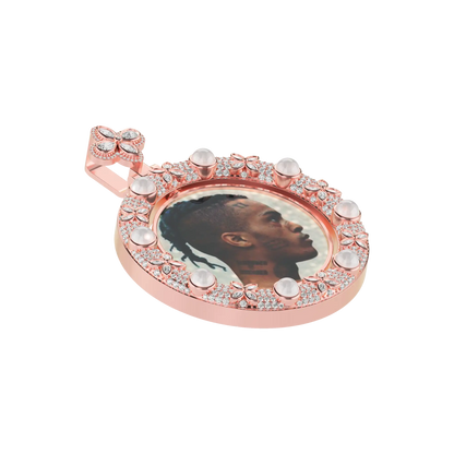 Custom Clover Pearl Reversible Photo Frame Pendant