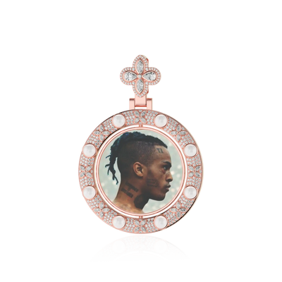 Custom Clover Pearl Reversible Photo Pendant