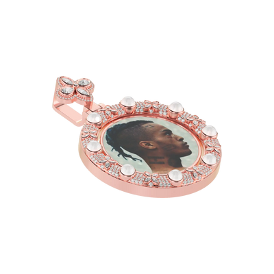 Custom Clover Pearl Reversible Photo Pendant