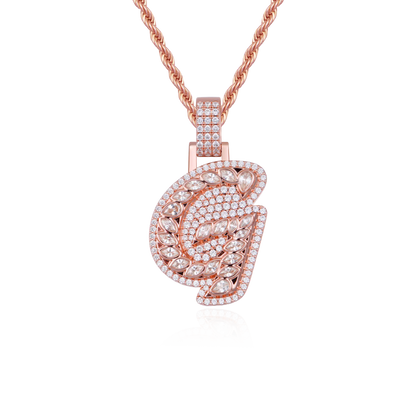 Custom Shaped Diamond 3D Lucida Font Pendant -30mm