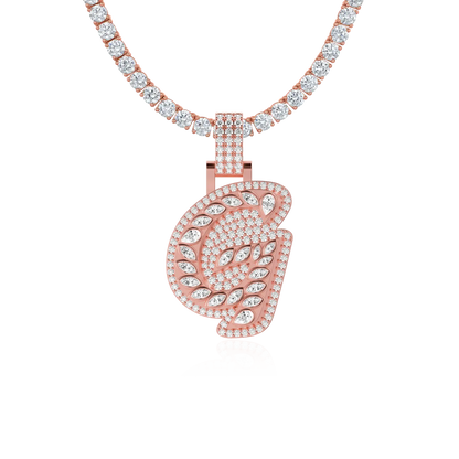 Custom Shaped Diamond 3D Lucida Font Pendant -30mm