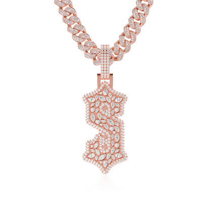 Custom Shaped Diamond Gothic Font Pendant - 51mm