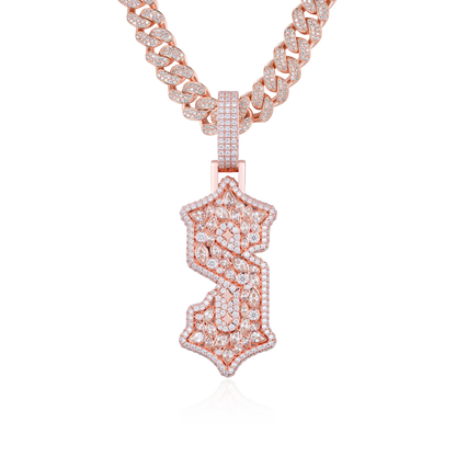 Custom Shaped Diamond Gothic Font Pendant - 51mm
