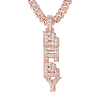 Custom Radiant Layers Vertical Letter Pendant  - Rose Gold