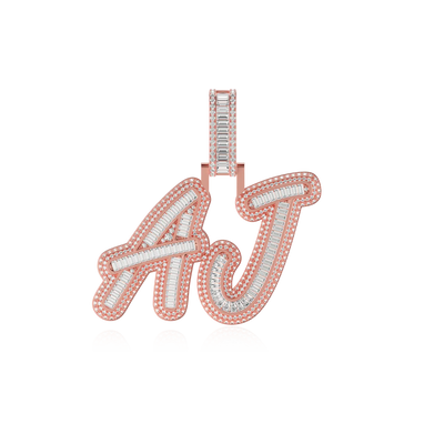 Custom Iced Out Multi-layer Baguette Font Pendant