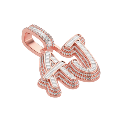 Custom Iced Out Multi-layer Baguette Font Pendant
