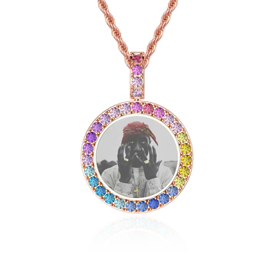 Custom Lab-Grown Gemstone Photo Pendant