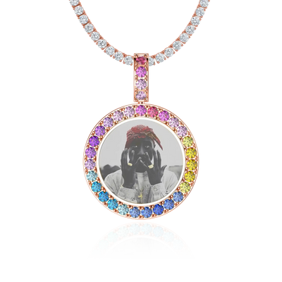 Custom Lab-Grown Gemstone Photo Pendant