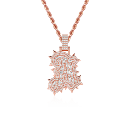 Custom Old English Willow Studded Font Pendant