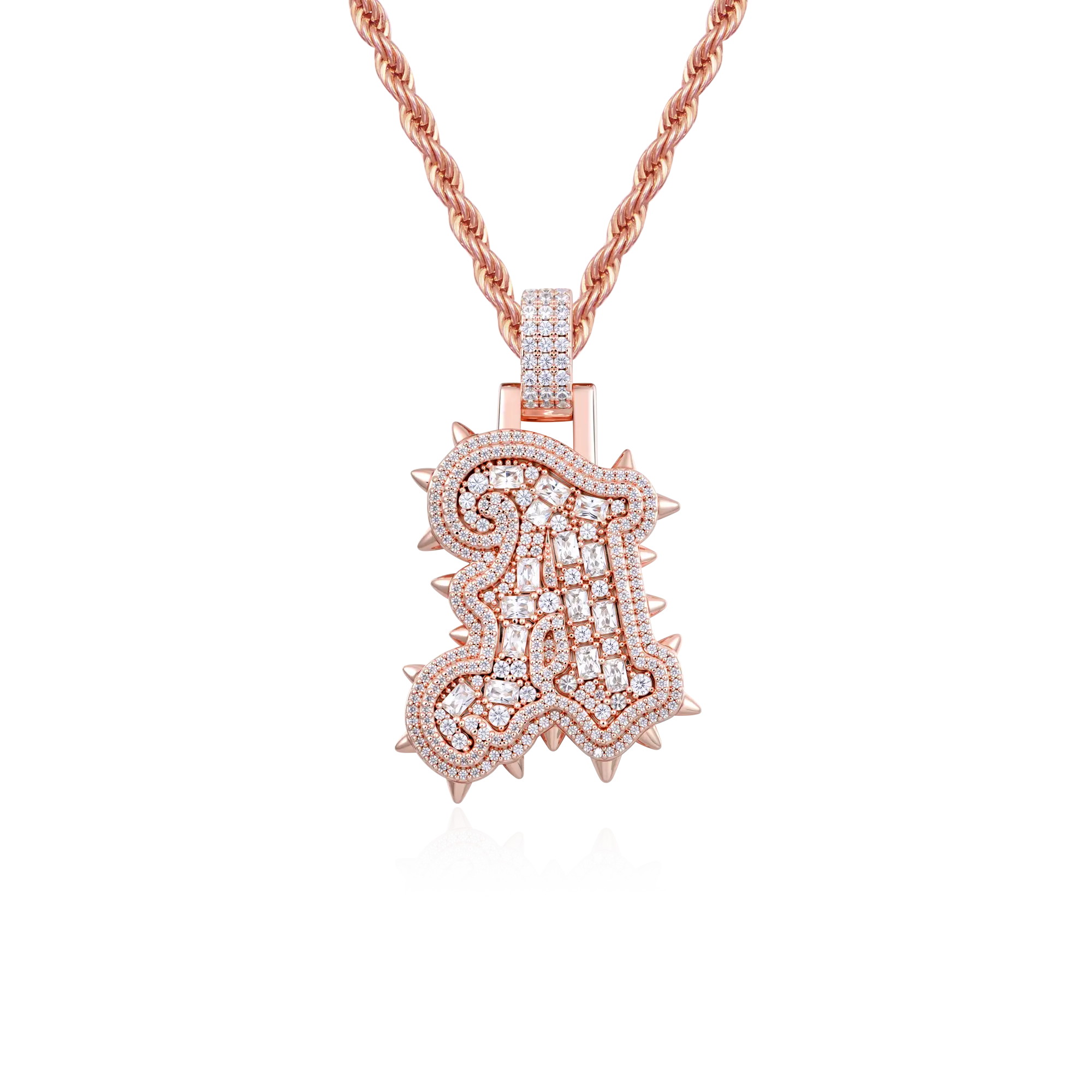 Custom Old English Willow Studded Font Pendant