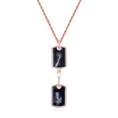 Custom Double Dog Tag Photo Frame Pendant