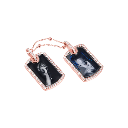 Custom Double Dog Tag Photo Frame Pendant