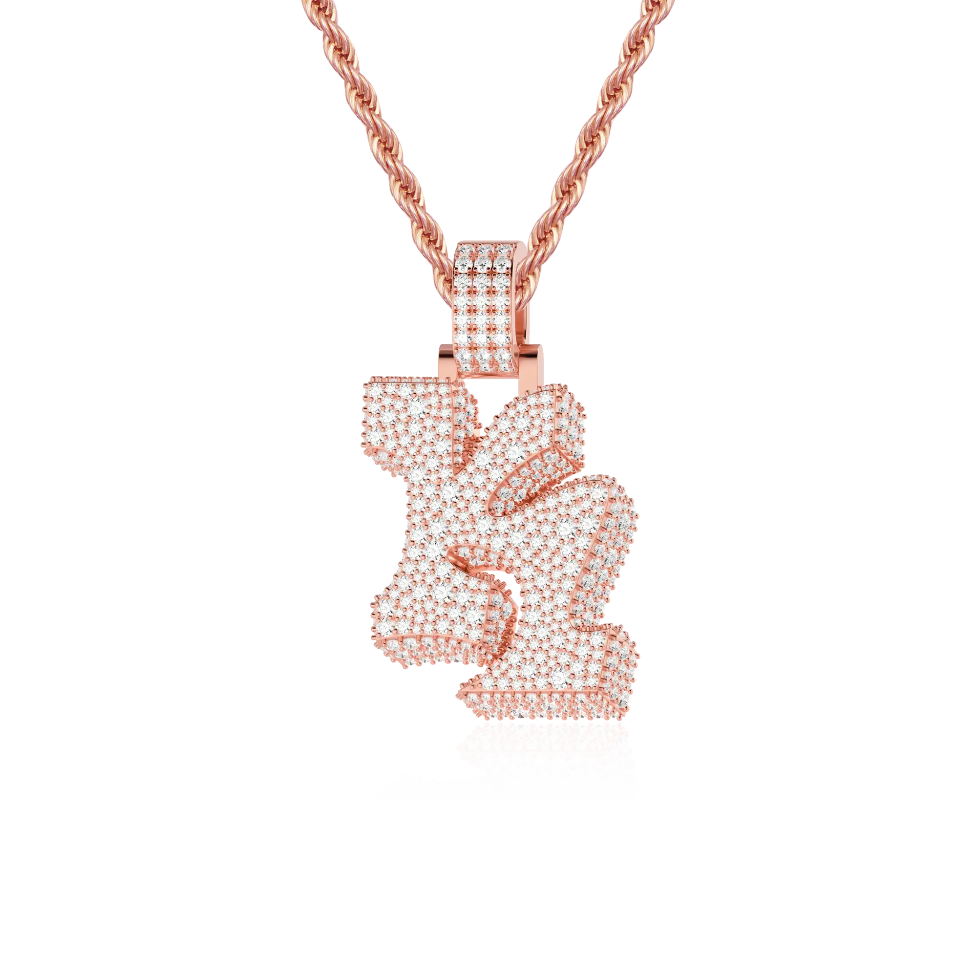 Custom Ice 3D Graffiti Font Pendant - 30mm