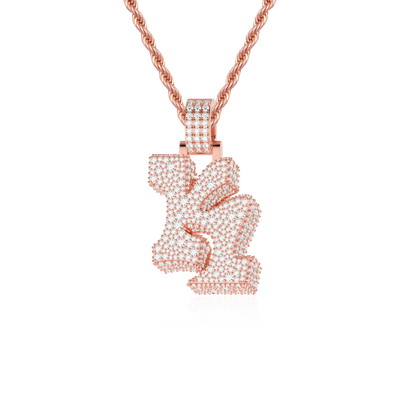 Custom Ice 3D Graffiti Font Pendant - 30mm