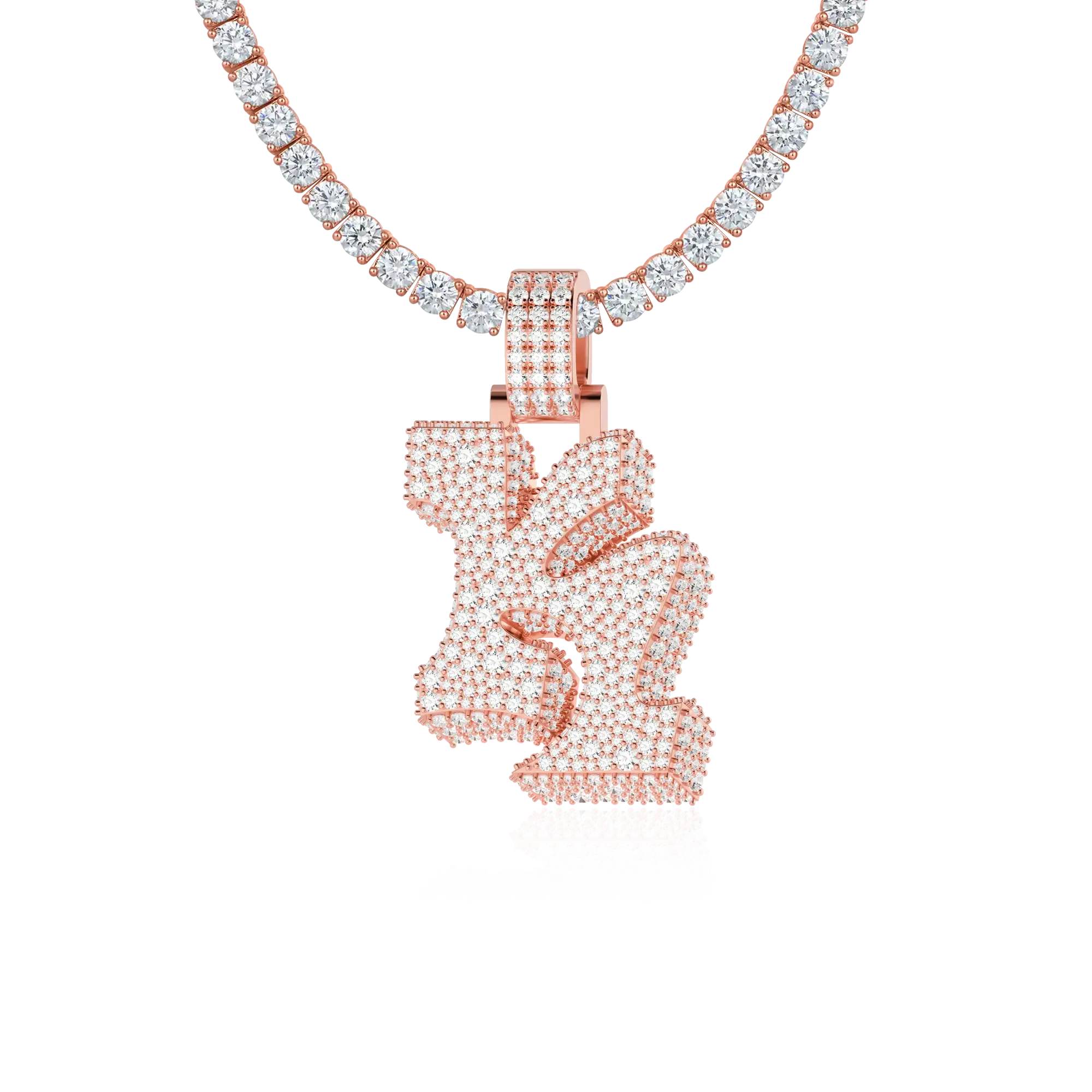 Custom Ice 3D Graffiti Font Pendant - 30mm