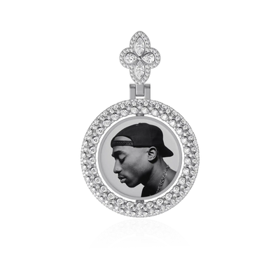 Custom Round Encrusted Photo Pendant