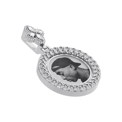 Custom Round Encrusted Photo Pendant