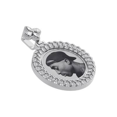 Custom Round Encrusted Photo Pendant