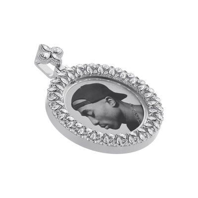 Custom Round Encrusted Photo Pendant
