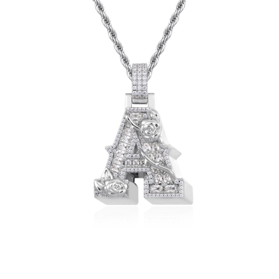 Custom Rose Font Pendant - Single Letter