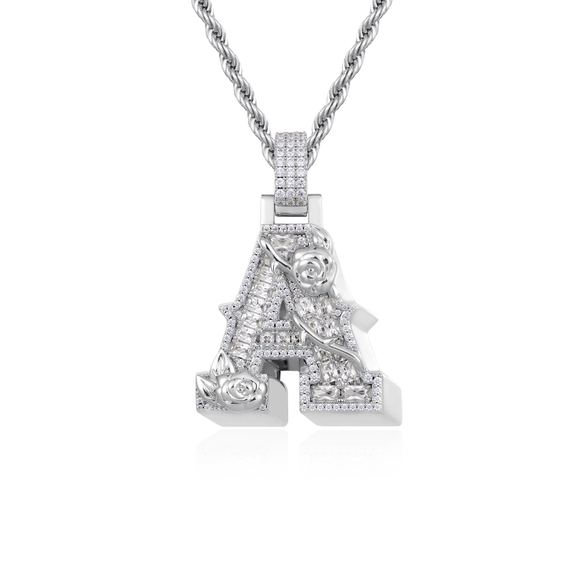 Custom Rose Font Pendant - Single Letter