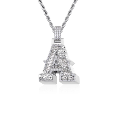 Custom Rose Font Pendant - Single Letter