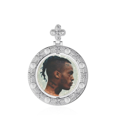 Custom Clover Pearl Reversible Photo Pendant