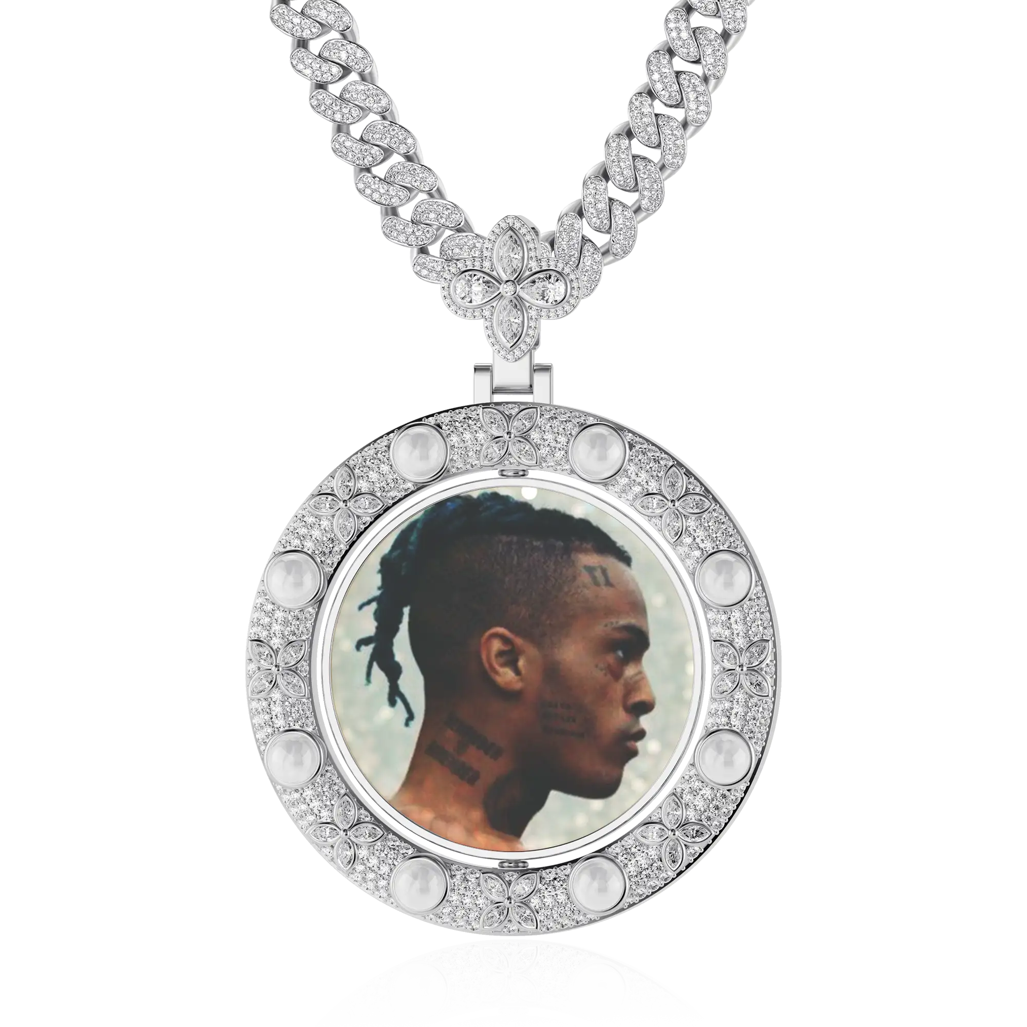 Custom Clover Pearl Reversible Photo Frame Pendant