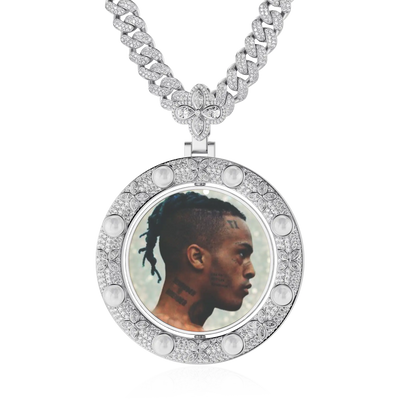 Custom Clover Pearl Reversible Photo Pendant