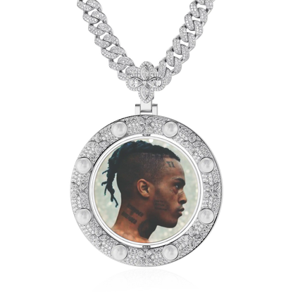 Custom Clover Pearl Reversible Photo Frame Pendant