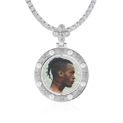 Custom Clover Pearl Reversible Photo Pendant