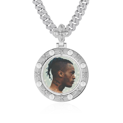 Custom Clover Pearl Reversible Photo Pendant