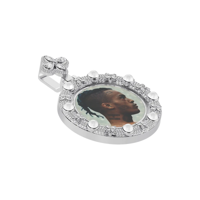 Custom Clover Pearl Reversible Photo Pendant