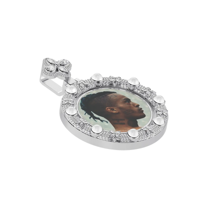 Custom Clover Pearl Reversible Photo Frame Pendant