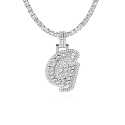 Custom Shaped Diamond 3D Lucida Font Pendant -30mm