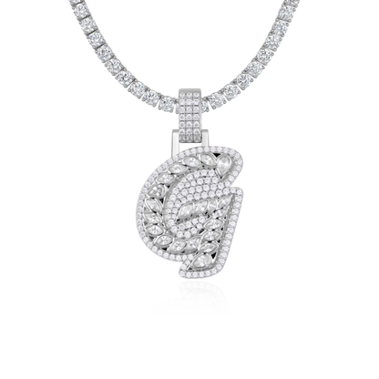 Custom Shaped Diamond 3D Lucida Font Pendant -30mm