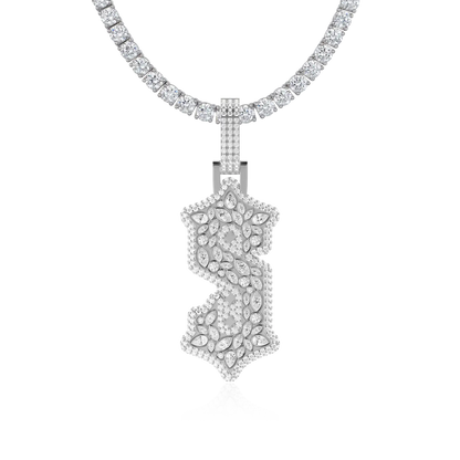 Custom Shaped Diamond Gothic Font Pendant - 51mm