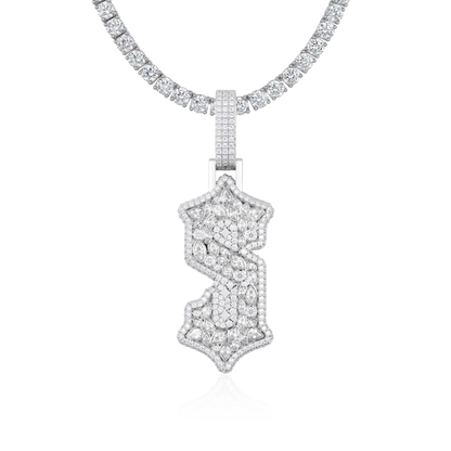 Custom Shaped Diamond Gothic Font Pendant - 51mm