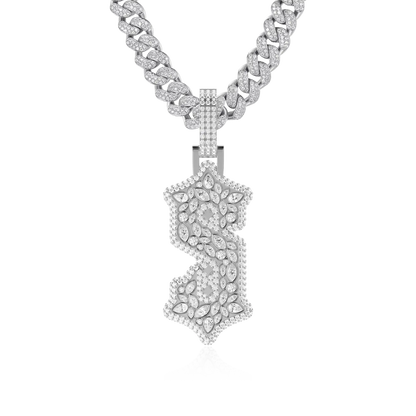 Custom Shaped Diamond Gothic Font Pendant - 51mm