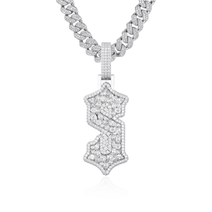 Custom Shaped Diamond Gothic Font Pendant - 51mm