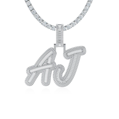 Custom Iced Out Multi-layer Baguette Font Pendant