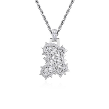 Custom Old English Willow Studded Font Pendant