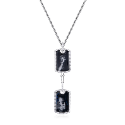 Custom Double Dog Tag Photo Frame Pendant